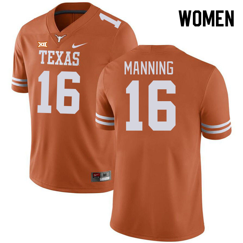 Women #16 Arch Manning Texas Longhorns 2023 College Football Jerseys Stitched-Orange